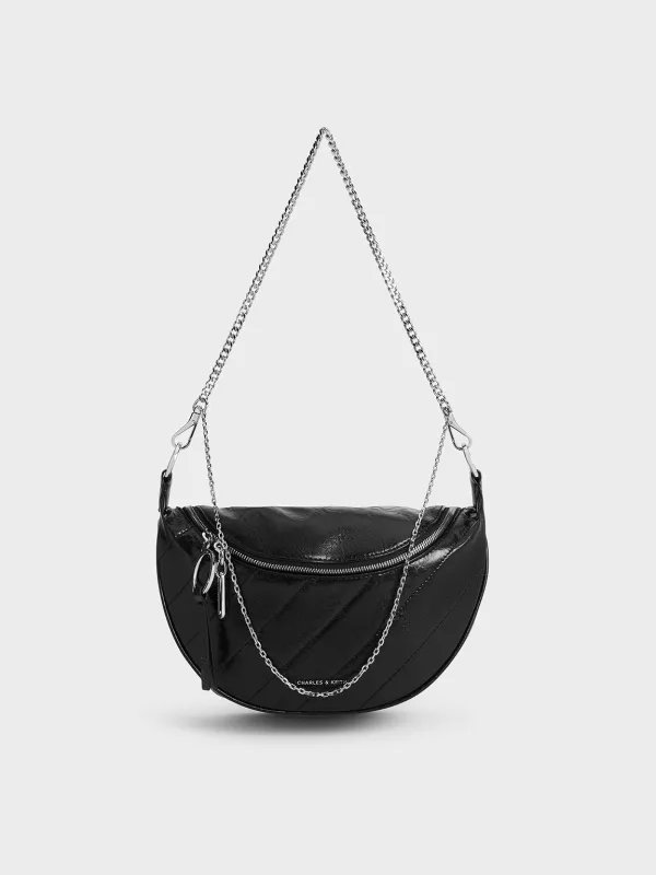 Charles & Keith - Philomena Crinkle-Effect Half-Moon Crossbody Bag made by Charles & Keith