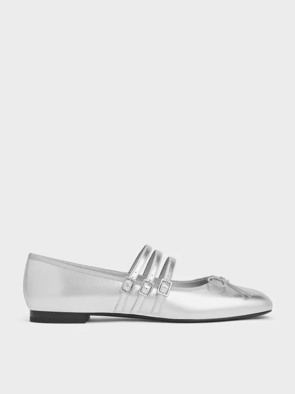 Charles & Keith - Metallic Triple-Strap Mary Janes sold by Charles & Keith
