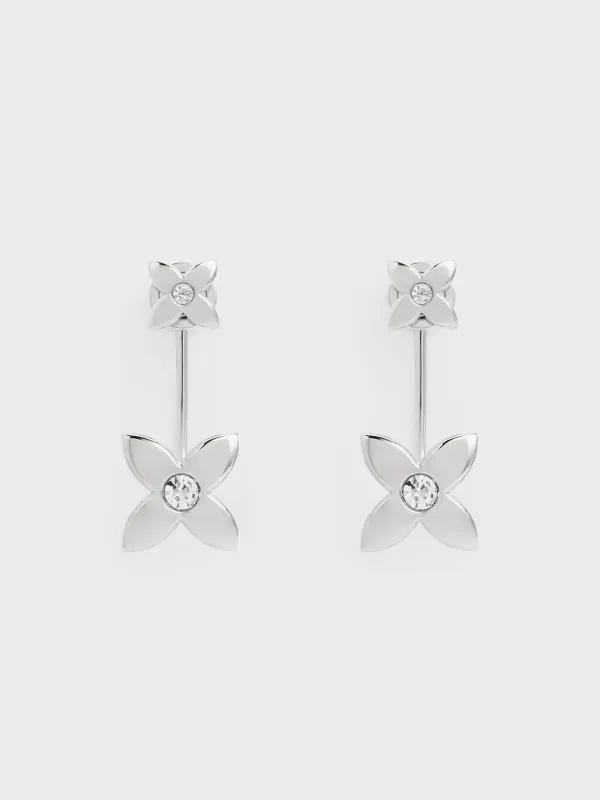 Charles & Keith - Felicity Flower-Motif Crystal Stud Jacket Earrings sold by Charles & Keith