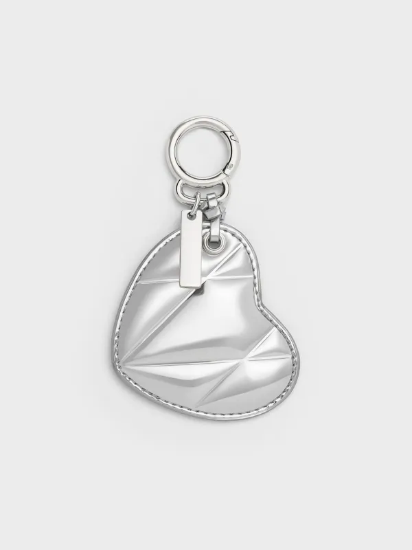Charles & Keith - Metallic Heart Quilted Mirror Charm sold by Charles & Keith