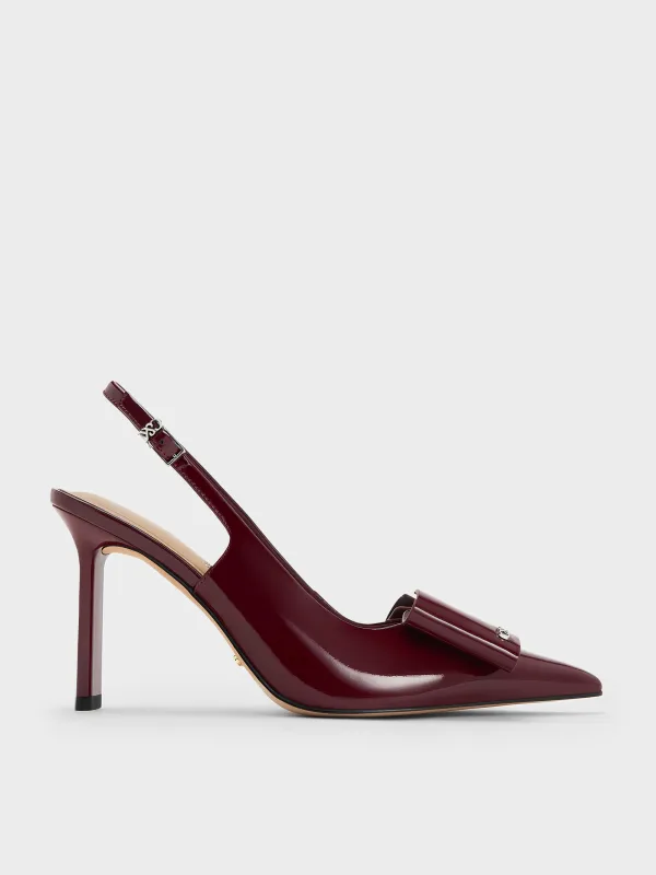 Charles & Keith - Lu Patent Leather Bow Blade-Heel Slingback Pumps sold by Charles & Keith