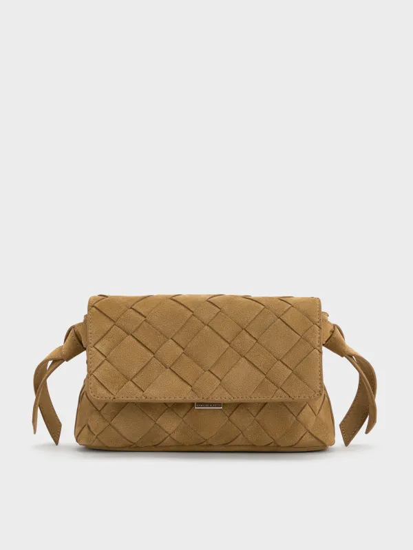 Charles & Keith - Ivette Recycled Suede Woven Crossbody Bag sold by Charles & Keith