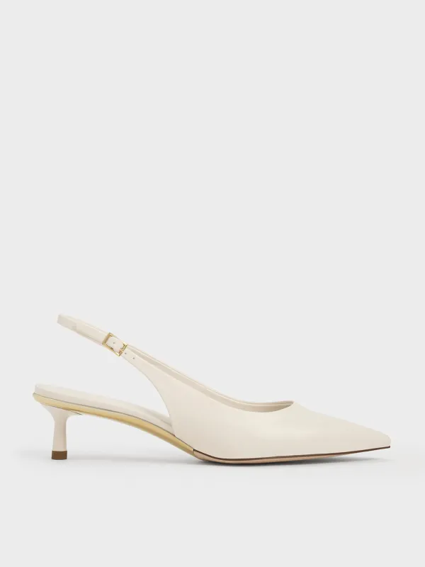 Charles & Keith - Curtis Pointed-Toe Kitten-Heel Slingback Pumps sold by Charles & Keith