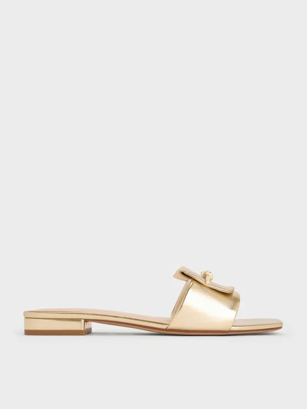 Charles & Keith - Metallic Knotted Accent Slide Sandals made by Charles & Keith