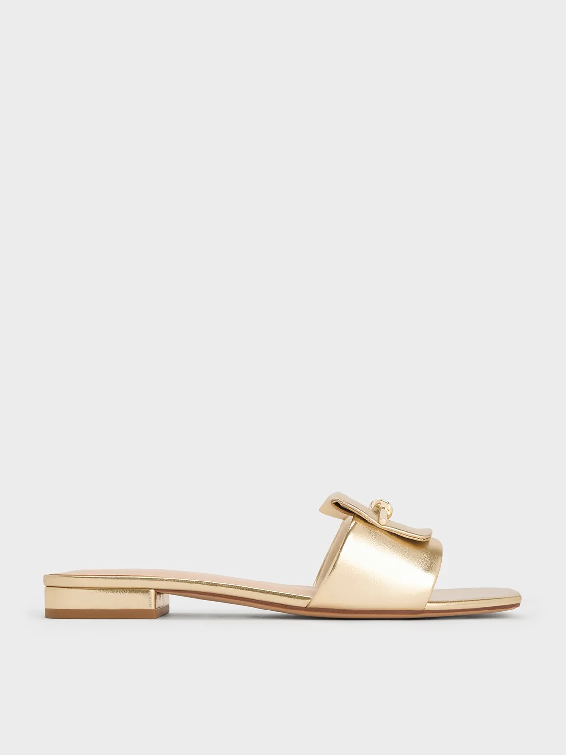 Charles & Keith - Metallic Knotted Accent Slide Sandals sold by Charles & Keith