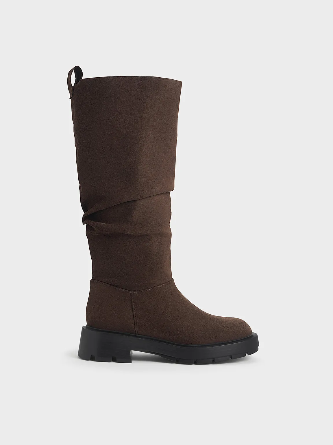 Charles & Keith - Faux Suede Ruched Knee-High Boots sold by Charles & Keith