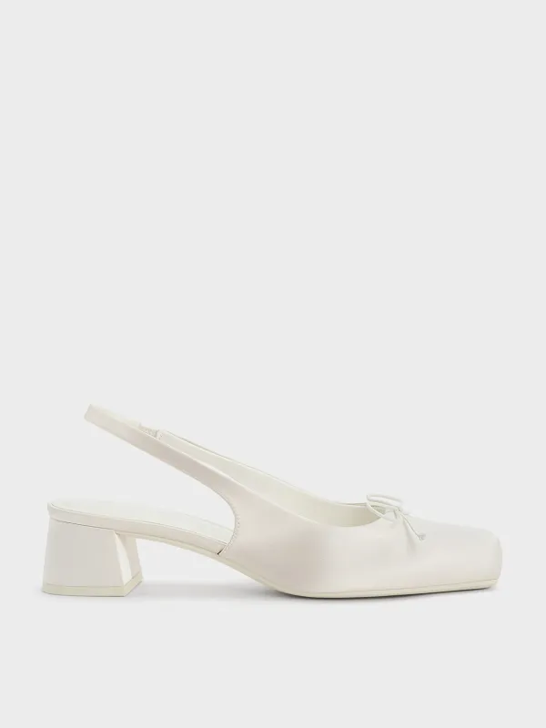Charles & Keith - Sadira Satin Bow Square-Toe Slingback Pumps sold by Charles & Keith