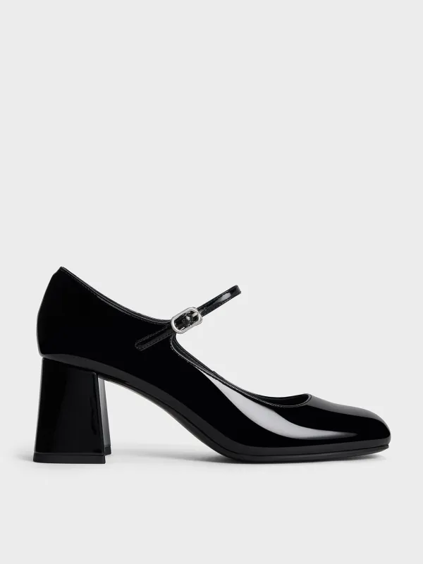 Charles & Keith - Patent Block-Heel Mary Jane Pumps sold by Charles & Keith