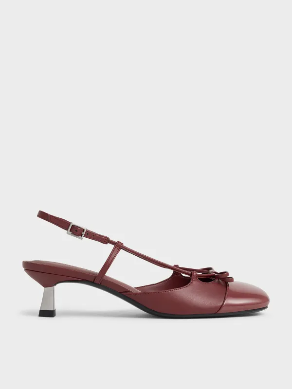 Charles & Keith - Patent Cap-Toe Bow Slingback Pumps sold by Charles & Keith