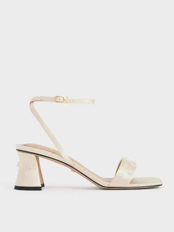 Charles & Keith - Recycled Polyester Beaded Heeled Sandals sold by Charles & Keith