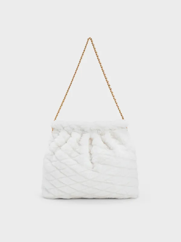 Charles & Keith - Duo Furry Chain-Handle Hobo Bag sold by Charles & Keith