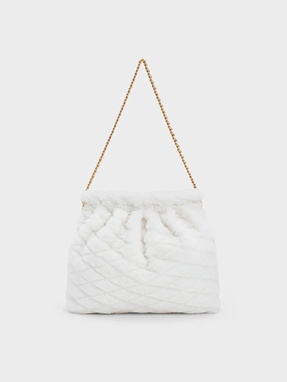 Charles & Keith - Duo Furry Chain-Handle Hobo Bag sold by Charles & Keith