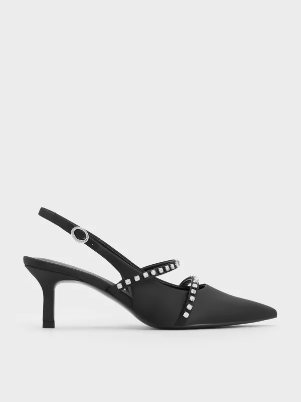 Charles & Keith - Satin Crystal-Embellished Mary Jane Pumps sold by Charles & Keith