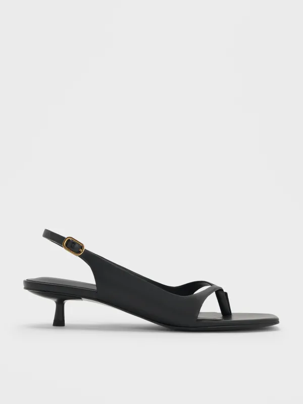 Charles & Keith - Rayne Square-Toe Kitten-Heel Thong Slingback Sandals sold by Charles & Keith