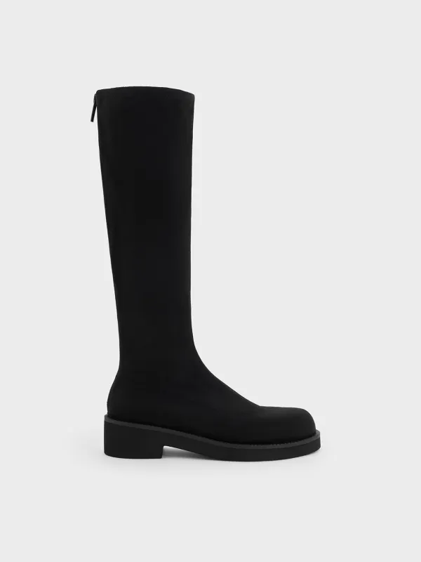 Charles & Keith - Faux Suede Chunky-Sole Knee-High Boots sold by Charles & Keith