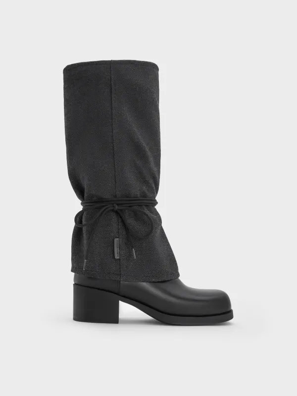 Charles & Keith - Felt Tie-Around Knee-High Boots sold by Charles & Keith