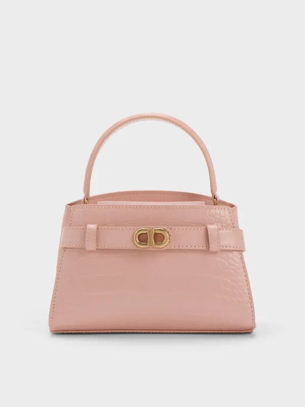 Charles & Keith - Aubrielle Croc-Effect Top Handle Bag sold by Charles & Keith