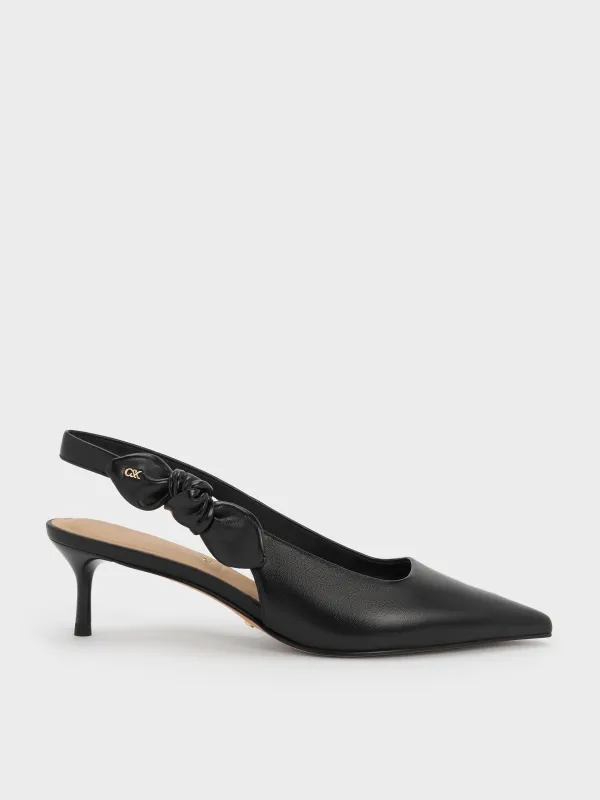 Charles & Keith - Jayce Leather Slingback Kitten Heels sold by Charles & Keith