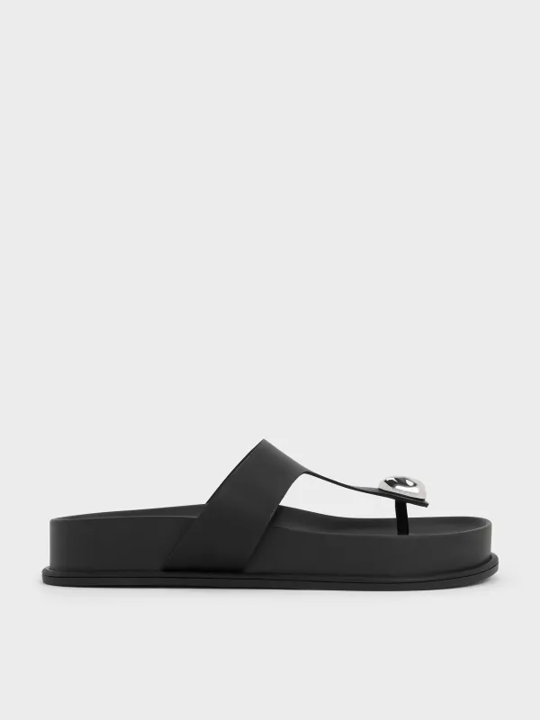 Charles & Keith - Sculpted-Accent Flatform Thong Sandals sold by Charles & Keith