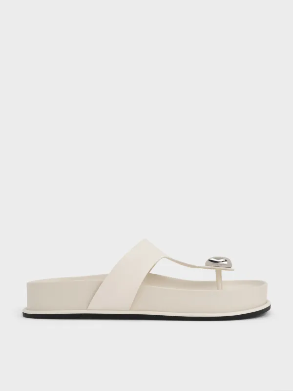 Charles & Keith - Sculpted-Accent Flatform Thong Sandals sold by Charles & Keith