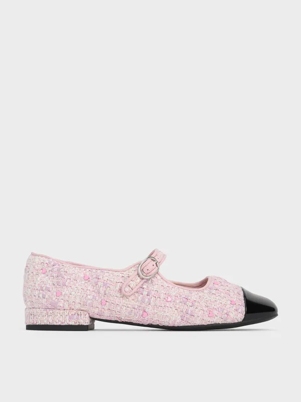 Charles & Keith - Dahlia Tweed Heart-Print Mary Janes sold by Charles & Keith