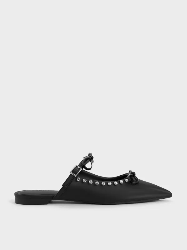 Charles & Keith - Gem-Embellished Double-Bow Pointed-Toe Mules sold by Charles & Keith