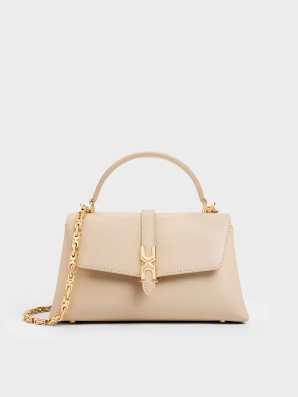 Charles & Keith - Adalyn Metallic-Buckle Chain-Strap Top Handle Bag sold by Charles & Keith