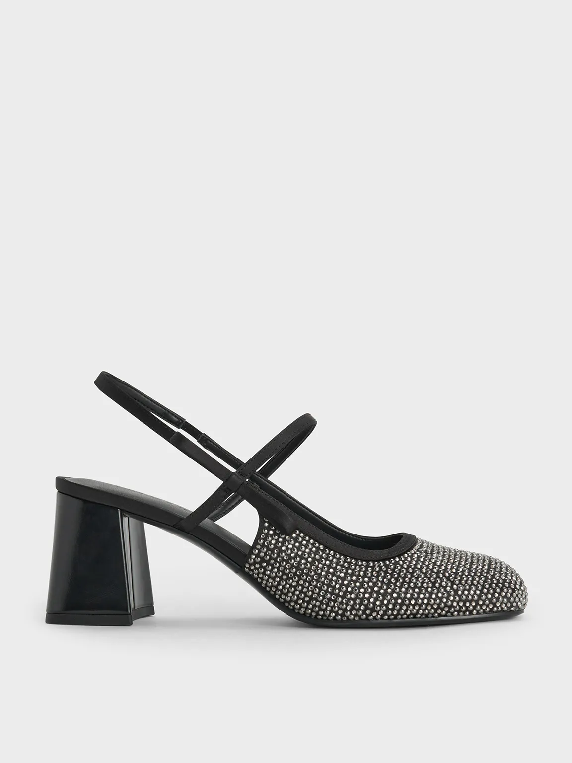 Charles & Keith - Satin Crystal-Embellished Slingback Mary Jane Pumps sold by Charles & Keith