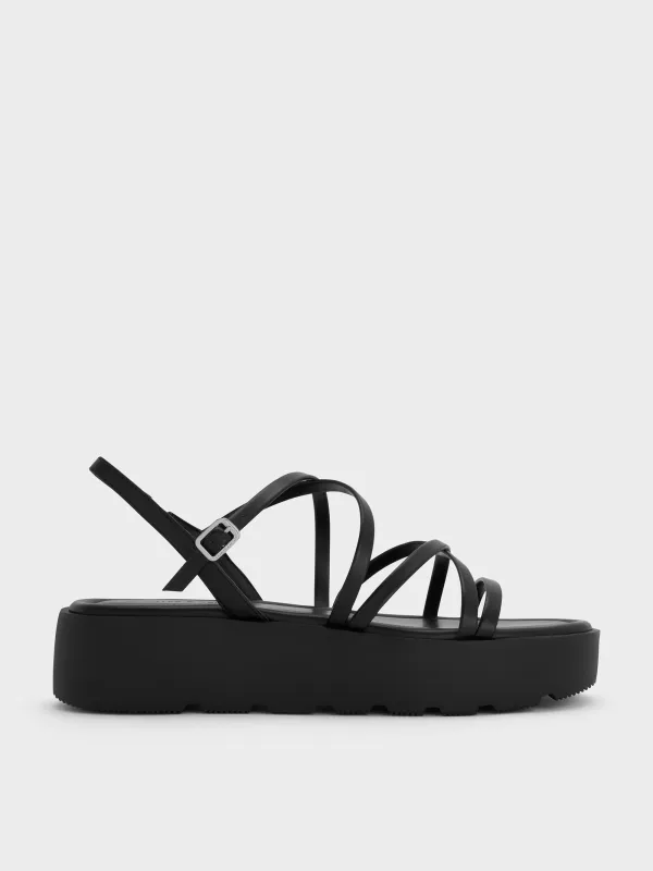 Charles & Keith - Strappy Ridged-Sole Flatform Sandals sold by Charles & Keith