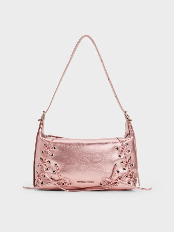 Charles & Keith - Xylia Metallic Grommet Lace-Up Shoulder Bag sold by Charles & Keith