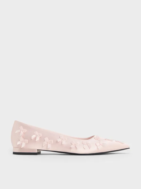 Charles & Keith - Satin Bow Pointed-Toe Flats sold by Charles & Keith