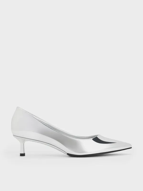 Charles & Keith - Curtis Metallic Pointed-Toe Kitten Heel Pumps sold by Charles & Keith