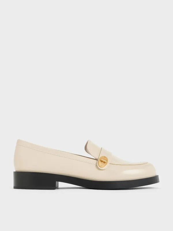 Charles & Keith - Hettie Metallic-Buckle Strap Loafers sold by Charles & Keith