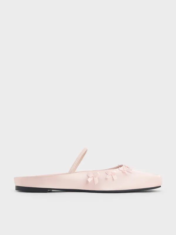 Charles & Keith - Satin Bow Square-Toe Mules sold by Charles & Keith