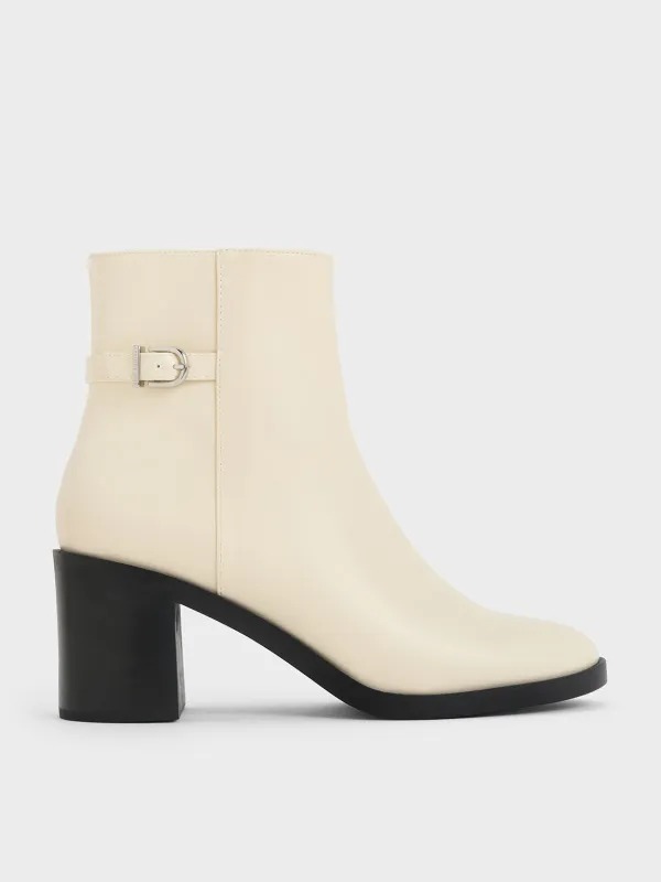 Charles & Keith - Side-Buckle Block Heel Ankle Boots sold by Charles & Keith