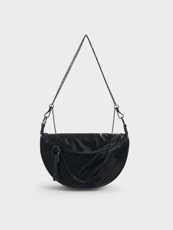 Charles & Keith - Philomena Shiny Half-Moon Crossbody Bag sold by Charles & Keith