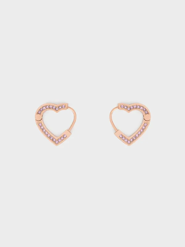Charles & Keith - Malorie Crystal Heart Hoop Earrings sold by Charles & Keith