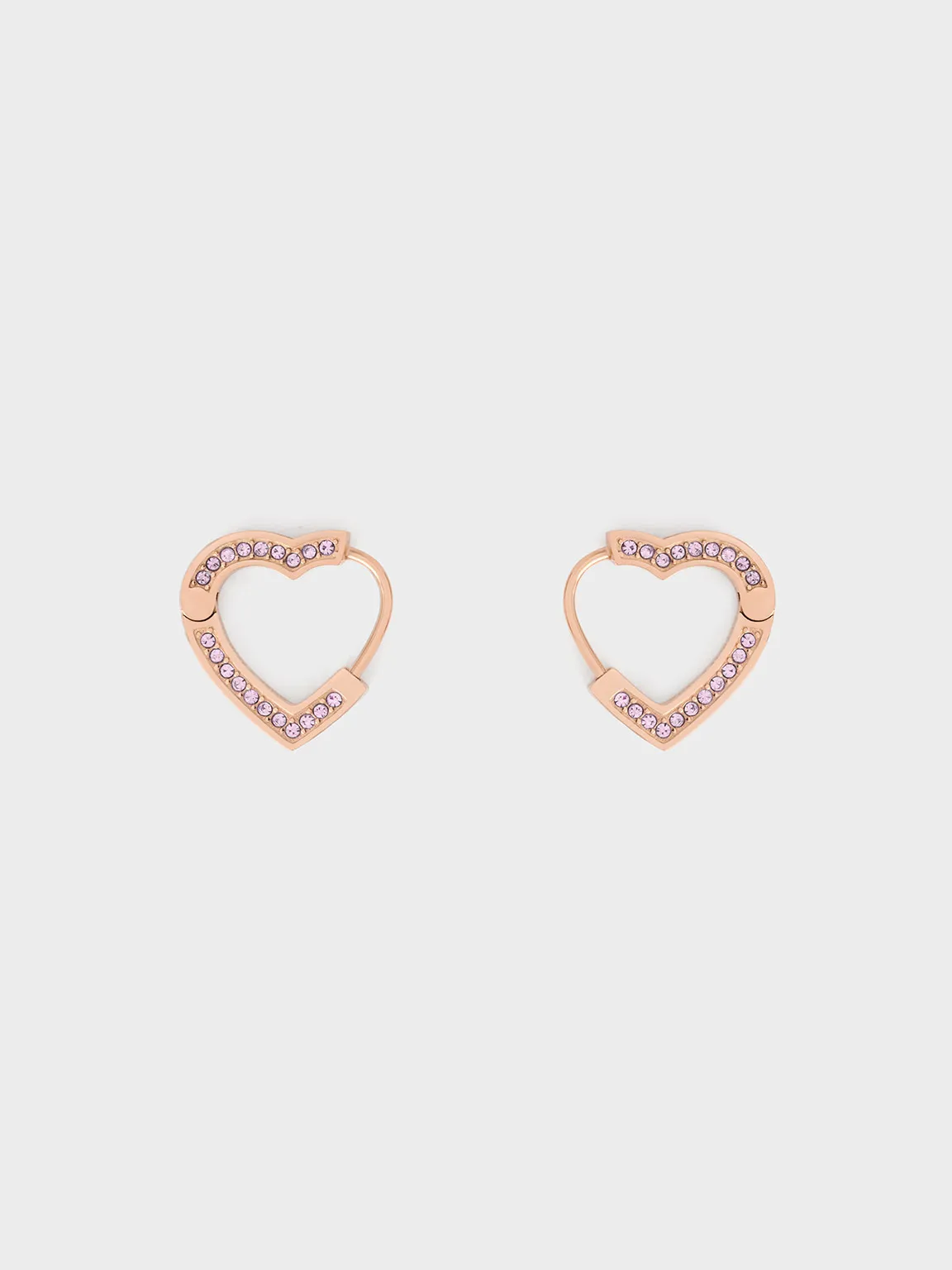 Charles & Keith - Malorie Crystal Heart Hoop Earrings sold by Charles & Keith