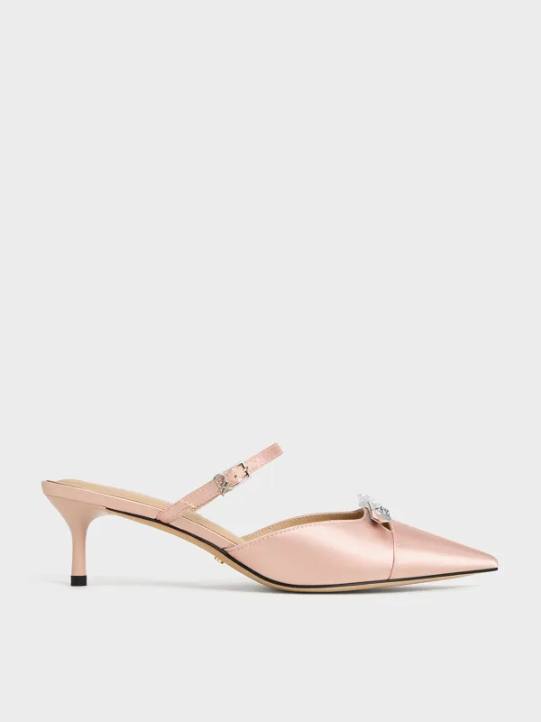 Charles & Keith - Recycled Polyester Bow Kitten-Heel Mules sold by Charles & Keith