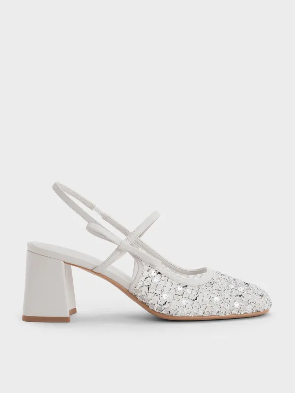 Charles & Keith - Mesh Sequinned Slingback Mary Jane Pumps sold by Charles & Keith