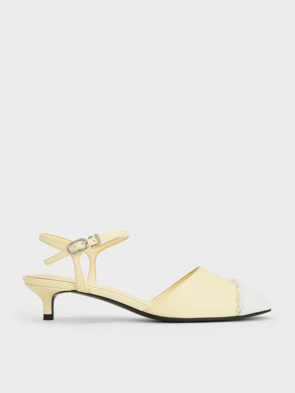 Charles & Keith - Pearl-Embellished Cap-Toe Kitten Heels sold by Charles & Keith