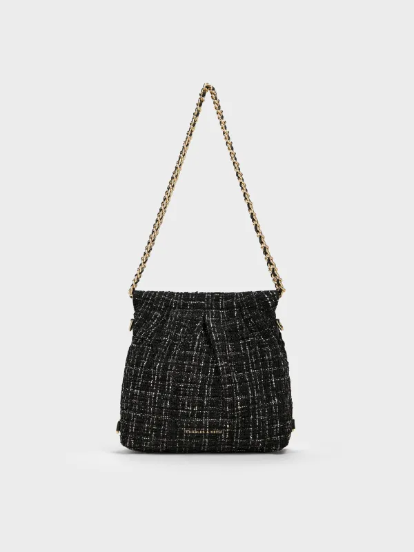 Charles & Keith - Duo Tweed Chain-Handle Two-Way Backpack sold by Charles & Keith