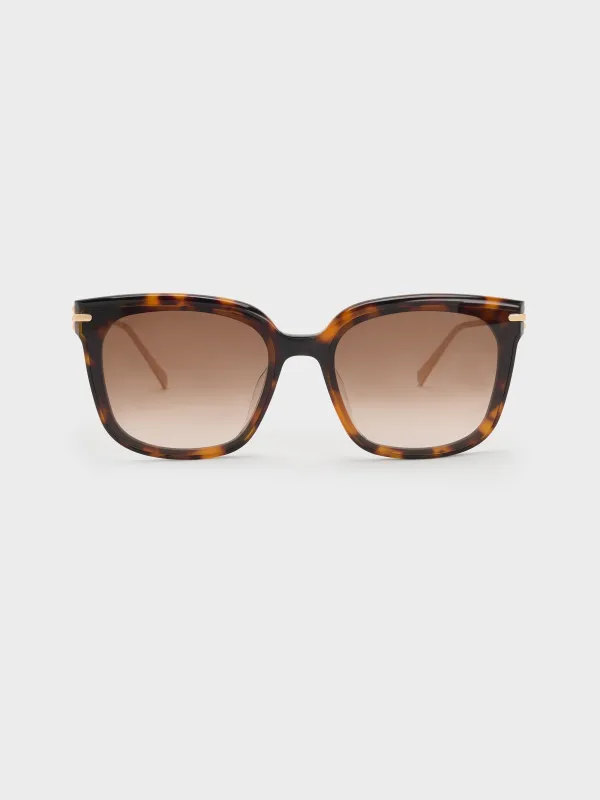 Charles & Keith - Kris Tortoiseshell Chain-Detail Sunglasses sold by Charles & Keith