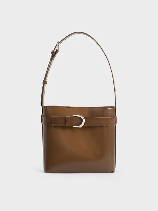 Charles & Keith - Gabine Leather Belted Bucket Bag sold by Charles & Keith