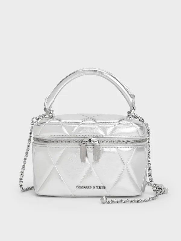 Charles & Keith - Arwen Metallic Quilted Top Handle Vanity Bag sold by Charles & Keith
