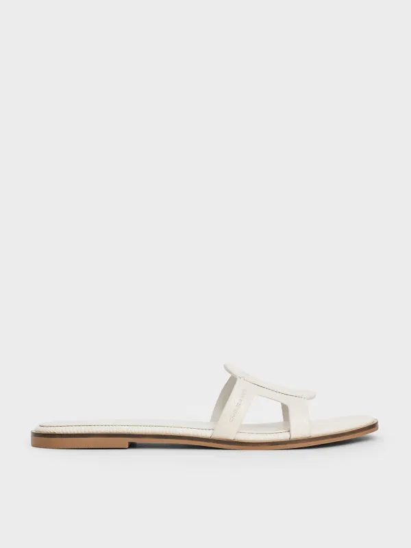 Charles & Keith - Easley Croc-Effect Cut-Out Slide Sandals sold by Charles & Keith