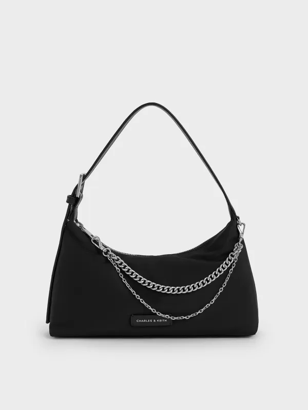 Charles & Keith - Nylon Chain-Link Trapeze Shoulder Bag sold by Charles & Keith