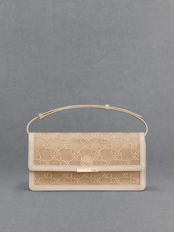 Charles & Keith - Mesh & Leather Monogram Shoulder Bag made by Charles & Keith