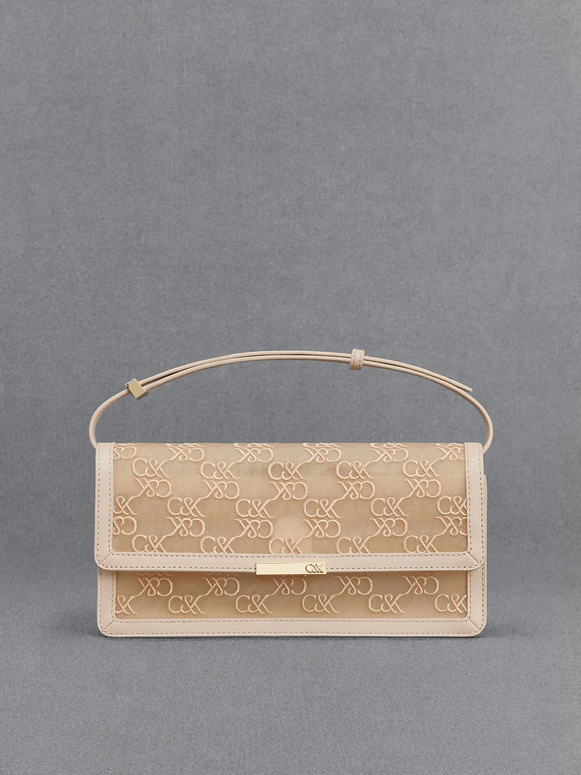 Charles & Keith - Mesh & Leather Monogram Shoulder Bag sold by Charles & Keith