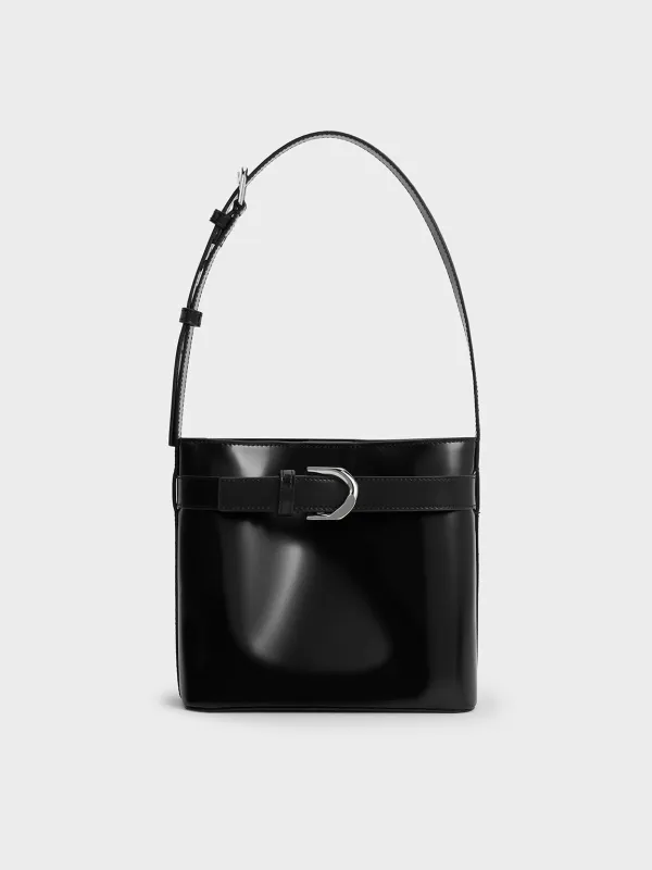 Charles & Keith - Gabine Leather Belted Bucket Bag sold by Charles & Keith